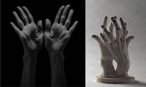 ‘Lucinda Childs’, (1985), Robert Mapplethorpe, © 2014 Robert Mapplethorpe Foundation, Inc / ‘Assemblage: deux mains gauches’, Auguste Rodin, © Paris, musée Rodin, ph. C. Baraja