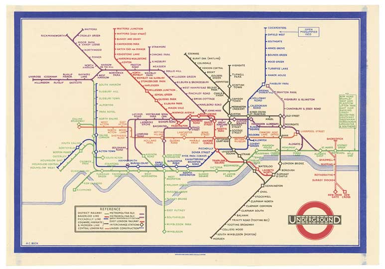 Map of London's Underground Railways (1933), Harry Beck. Courtesy Daniel Crouch Rare Books