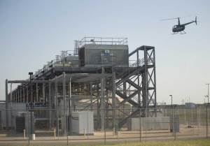 John Gerrard surveys Google Inc. Data Centre at Pryor Creek, Oklahoma from helicopter.