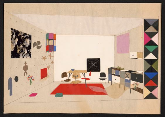 Collage of room display for An Exhibition for Modern Living, 1949.
