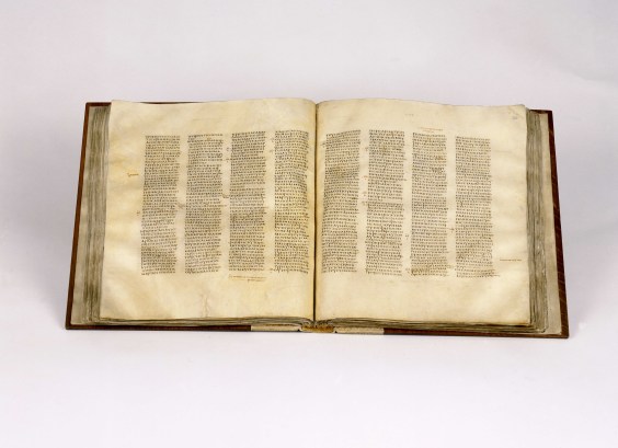 Codex Sinaiticus, open at John chapter 5 verse 6 – chapter 6 verse 23, New Testament volume.