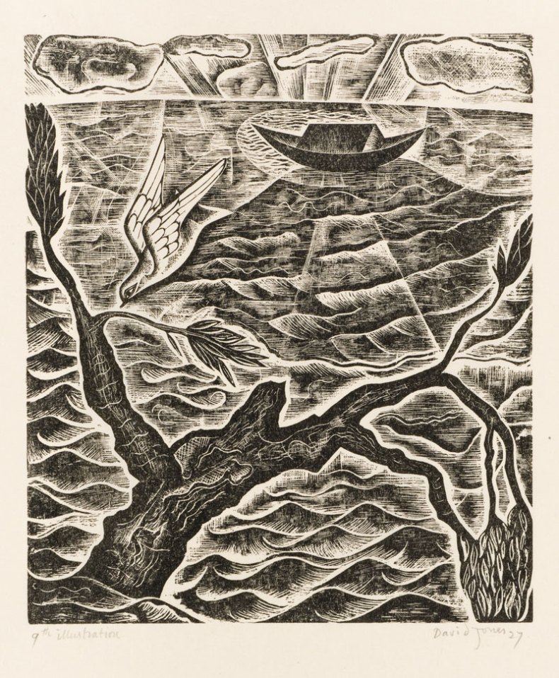 (1927), David Jones, wood engraving from the series made for The Chester Play of the Deluge.