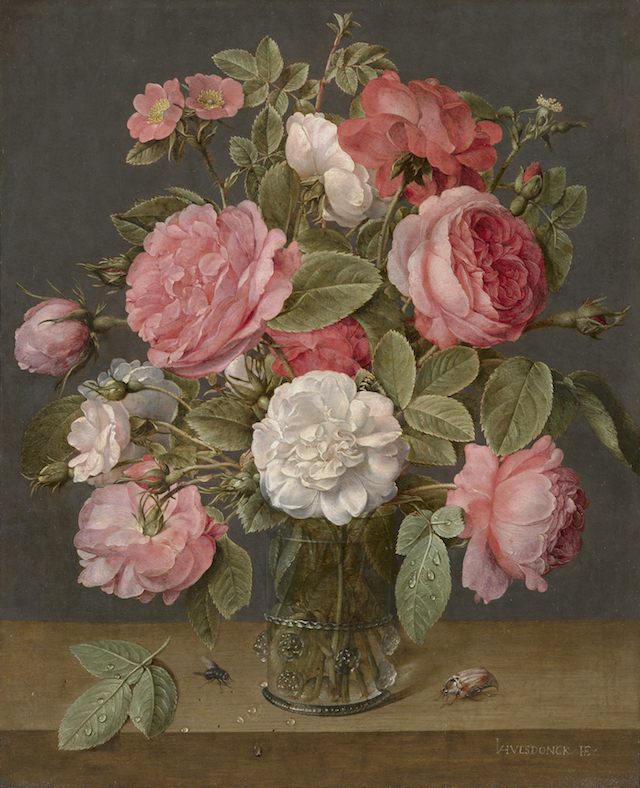 Roses in a Glass Vase