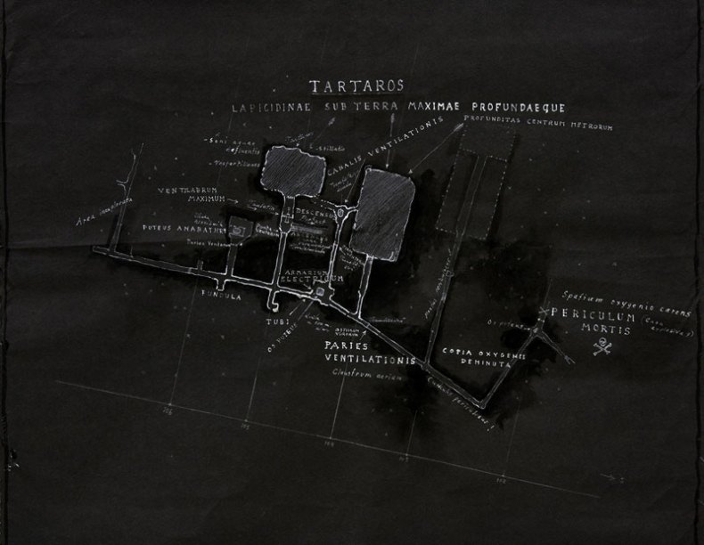 Tartaros, tunnels and deep giant stopes, map of level +80 (2011), Jussi Kivi