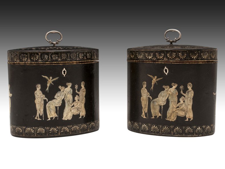 Tea Caddies (c. 1790) attributed to Henry Clay.