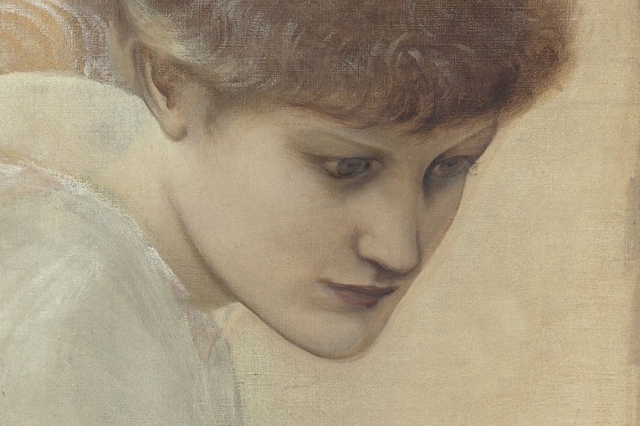Head study of Dorothy Dene looking downwards, for ‘The Golden Stairs’, by Sir Edward Coley Burne-Jones © Christie’s Images Limited 2016 (detail)