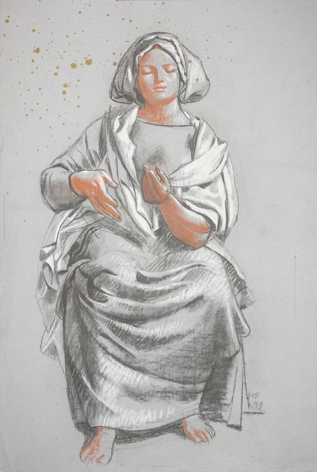 Untitled Figure Study (Seated female figure) (1949), Hans Feibusch. © By Permission of The Werthwhile Foundation