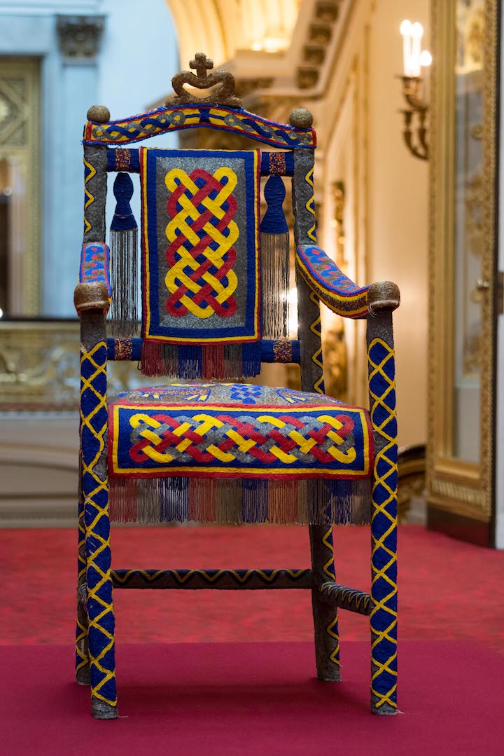 A beaded Yoruba throne presented to The Queen by the people of Nigeria in 1956. Royal Collection Trust / © Her Majesty Queen Elizabeth II 2017