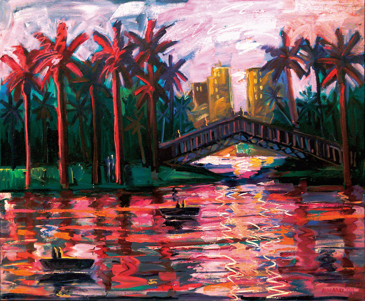Echo Park Bridge at Night (1989), Carlos Almaraz. © Carlos Almaraz Estate. Photo by Isabella McGrath