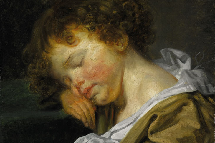 Jeune garcçon endormi, à mi–hauteur, profil gauche, (detail), Jean–Baptiste Greuze (1725–1805). Galerie Eric Coatelem (price on application)