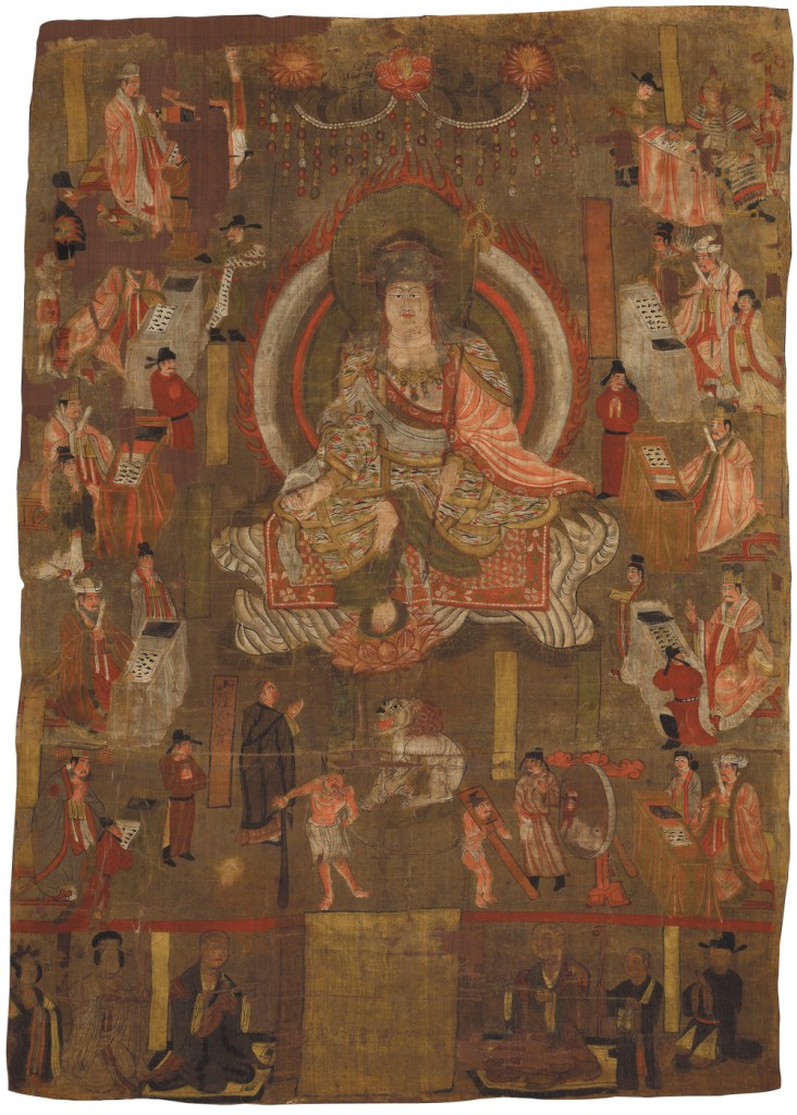 Painting showing Ksitigarbha and the Ten Kings of Hell (10th century), China, Gansu province, Qianfodong, Dunhuang.