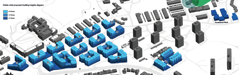 Plan showing the proposed heights of the new buildings on the Alton Estate, Wandsworth Council