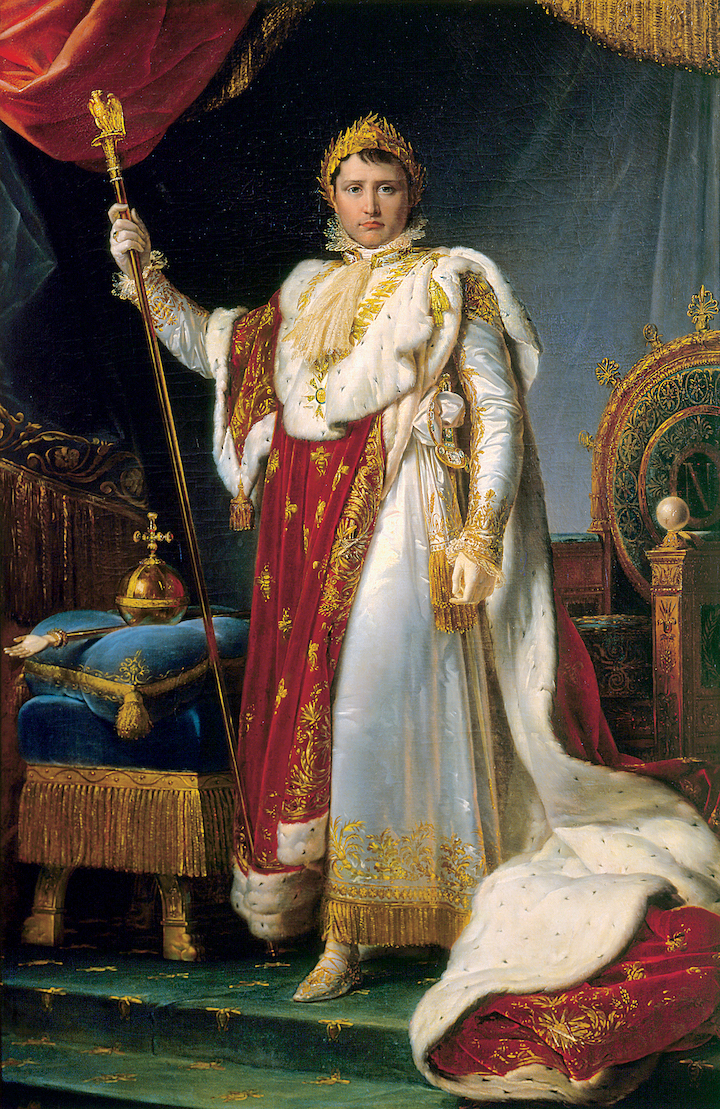 Portrait of Napoleon, Emperor of the French, in Ceremonial Robes (1805), François-Pascal-Simon Gérard. Château de Fontainebleau, Photo © RMN-Grand Palais / Art Resource, NY