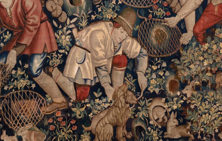 Peasants Preparing to Hunt Rabbits with Ferrets, (detail) (c. 1470–90), Southern Netherlands, Brussels (?). Burrell Collection, Glasgow