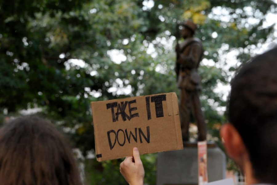 Protests against the statue of ‘Silent Sam’ on the campus of the University of North Carolina at Chapel Hill, August 2017.