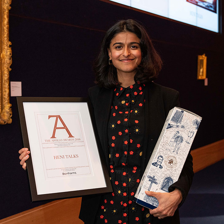 Munira Mirza of HENI Talks collects the Apollo Digital Innovation of the Year Award.