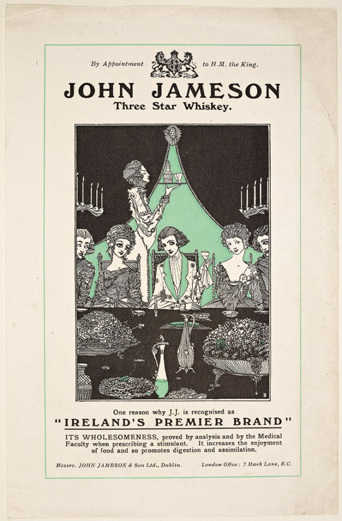 Advertisement designed by Harry Clarke in 1924 for John Jameson three-star whisky, National Library of Ireland, Dublin