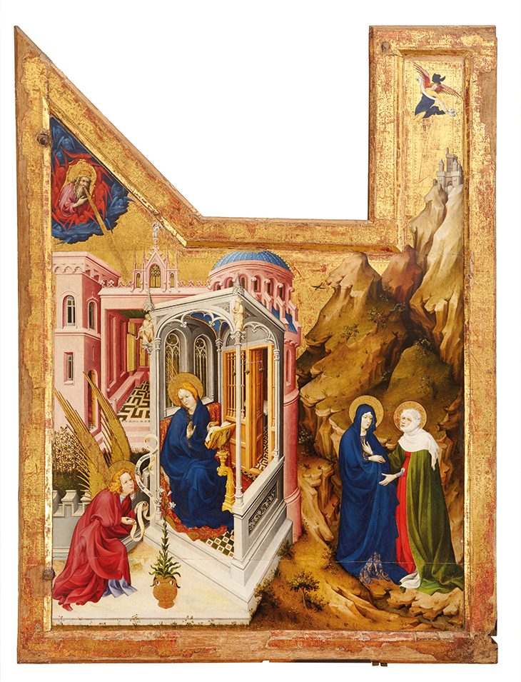 Annunciation and Visitation (wing from the altarpiece of the Crucifixion; 1390–9), Melchior Broederlam.
