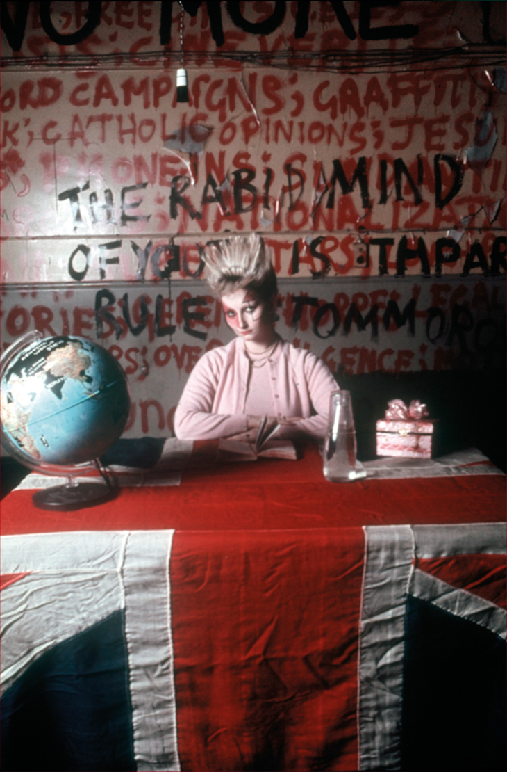 Punk icon Jordan (Pamela Rooke) appears as the ‘anti-historian’ Amyl Nitrate in Derek Jarman’s film ‘Jubilee’ (1978).