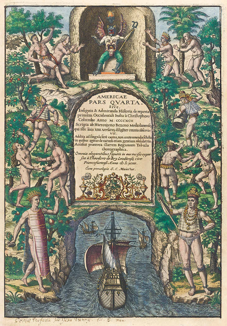 Frontispiece to America, vol. IV' (Frankfurt, 1594), Theodore de Bry. 