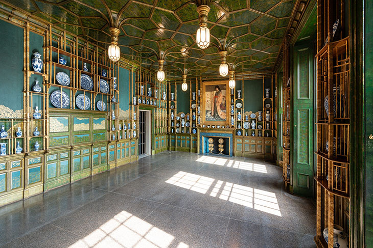 Installation view of Whistler’s ‘Peacock Room in Blue and White’ at the Freer Gallery of Art, Washington, D.C., photographed in 2019