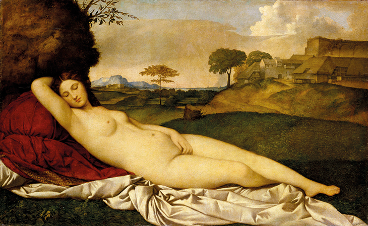 Sleeping Venus (c. 1508–10), Giorgione and Titian. Gemäldegalerie Alte Meister, Dresden.