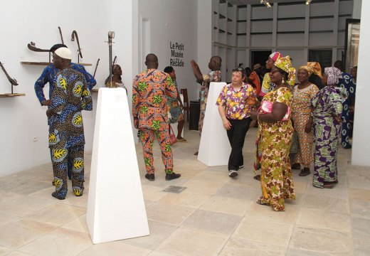 Visitors to the Petit Musée de la Récade inside the Centre for Arts and Culture in Cotonou, Benin, on 17 January 2020.