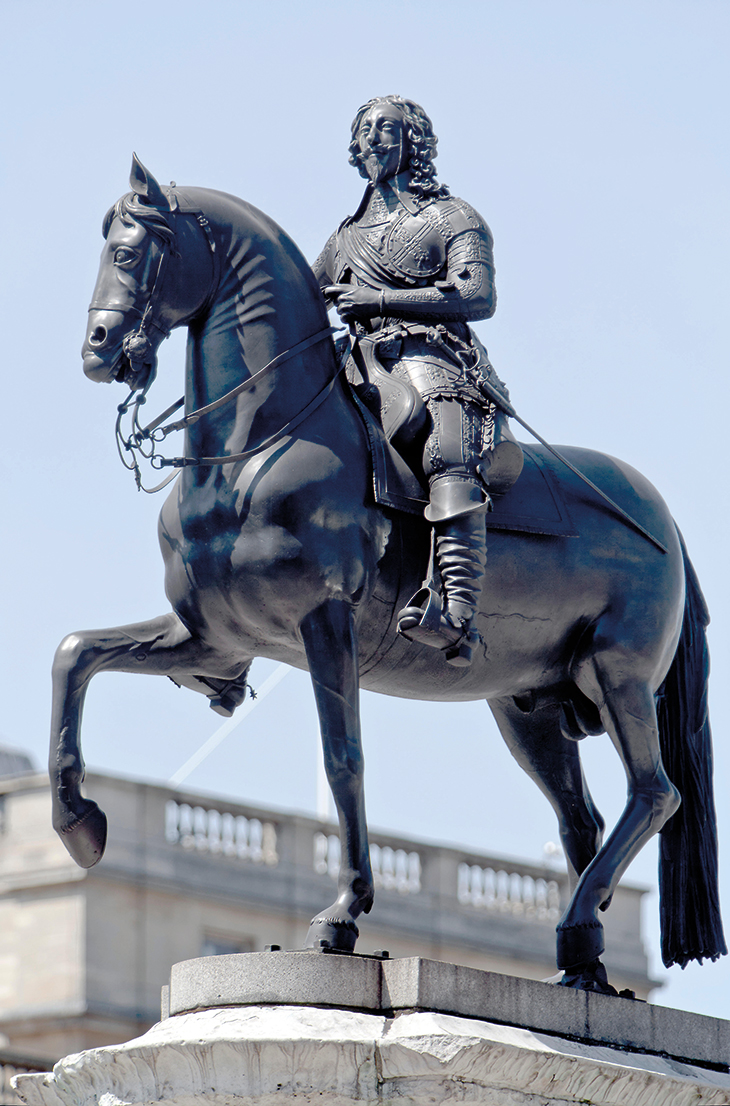 Equestrian statue of Charles I (1633), Hubert Le Sueur, erected at Charing Cross in 1675.