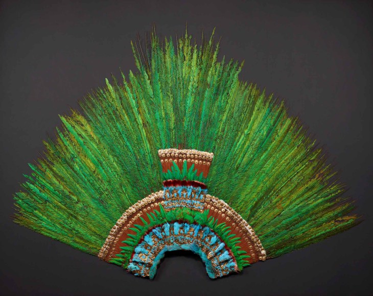 Quetzal-feather headdress (c. 1520), Aztec, Mexico.