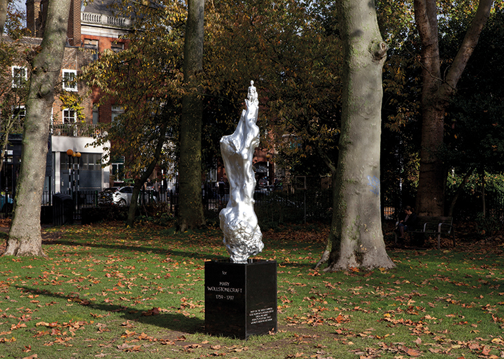 Hambling’s sculpture For Mary Wollstonecraft (2020), installed on Newington Green, London, in 2020.