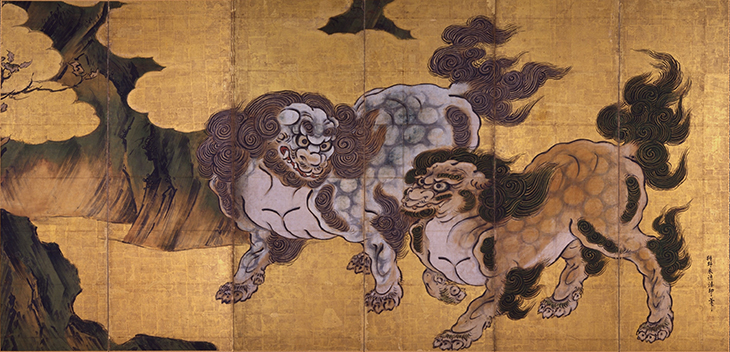 Chinese Lions (late 16th century), Kano Eitoku. Museum of Imperial Collections, Tokyo