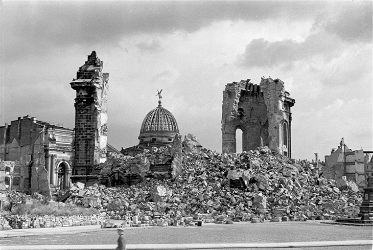 The ruins of the Frauenkirche, Dresden, with the dome
