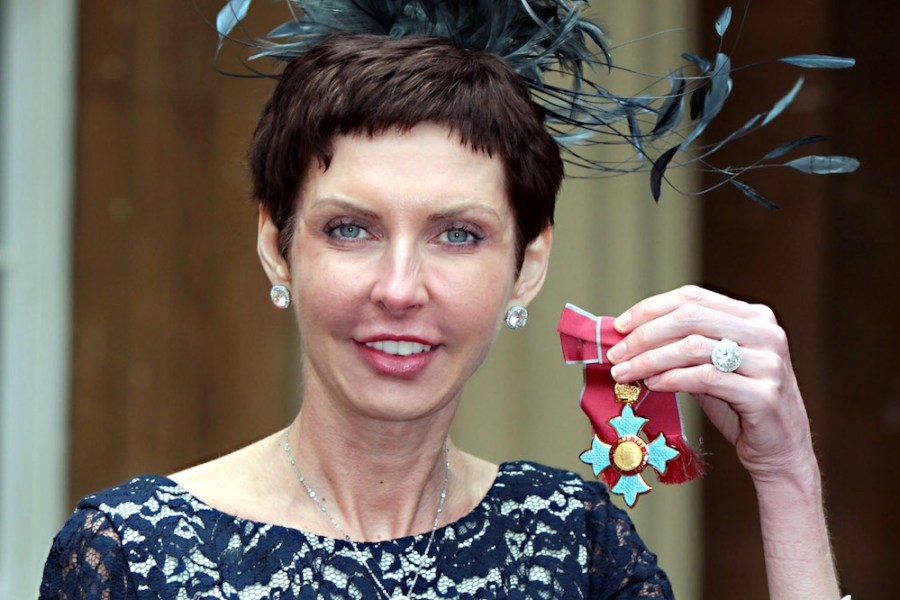 Denise Coates accepting her CBE at Buckingham Palace in 2012.
