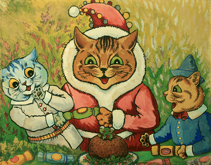 Three Cats and a Plum Pudding (n.d.), Louis Wain. Bethlem Museum of the Mind, London.