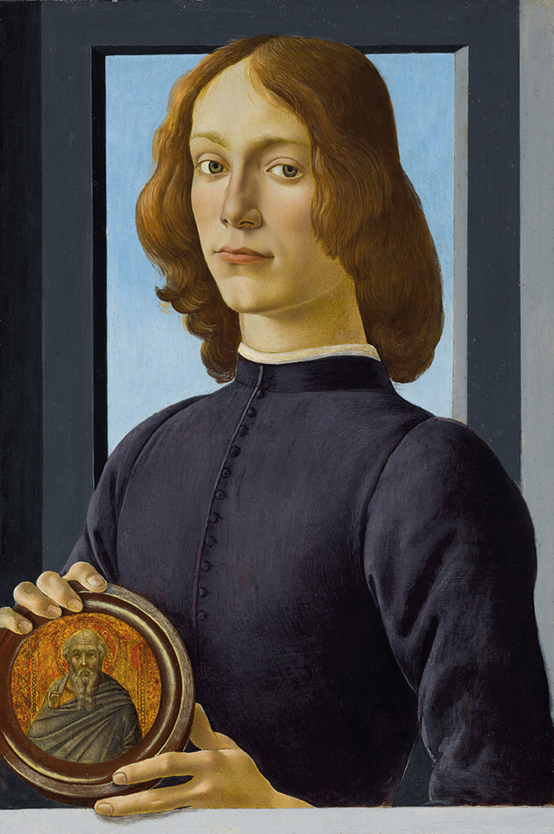 Portrait of a Young Man Holding a Roundel (late 1470s–mid 1480s), Sandro Botticelli. Private collection