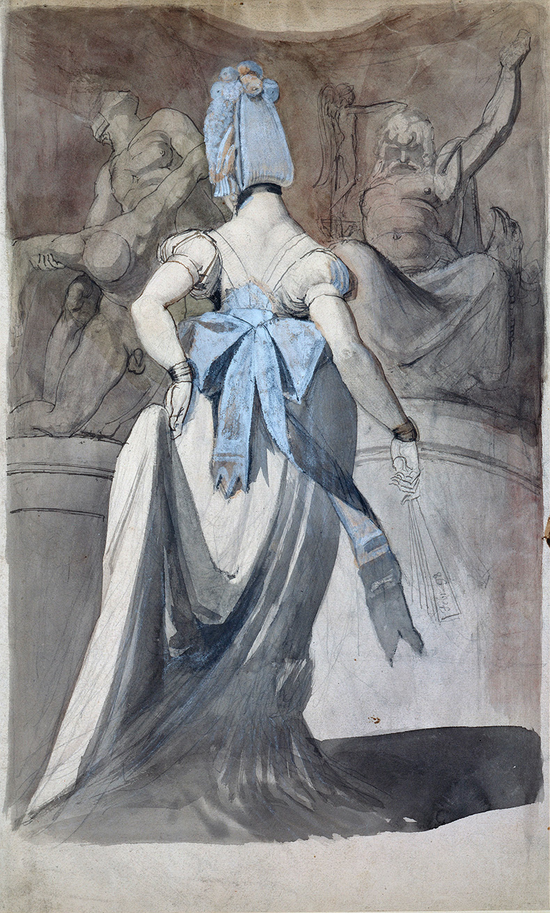 Woman in a Sculpture Gallery (1798), Henry Fuseli. Staatliche Kunstsammlungen, Kupferstichkabinett, Dresden
