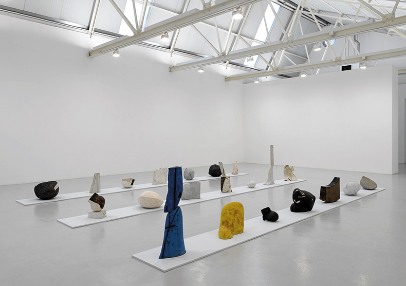 installation of colourful ceramic works
