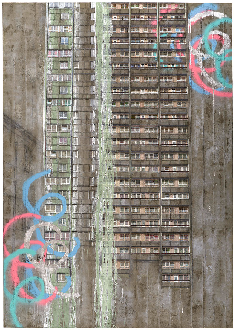 painting of a block of flats