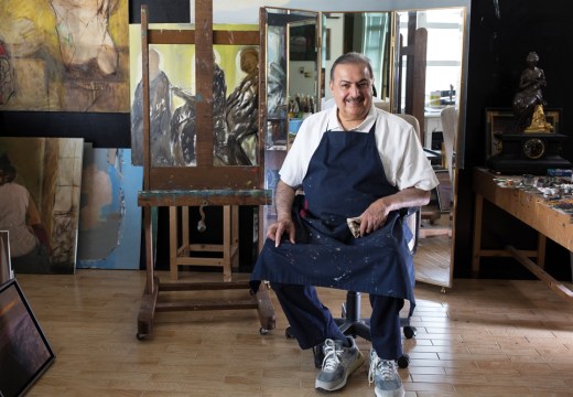 Rashid al Khalifa in his studio, 2022. Photo: Oliver Mark