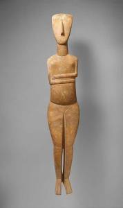 Marble female figure, (early Cycladic II), attributed to the Bastis Master.