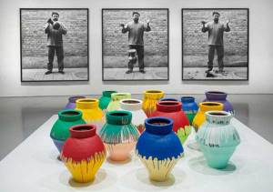 'Ai Weiwei Dropping a Han Dynasty Urn' and 'Colored Vases'. Installation view of 'Ai Weiwei: According to What?' at the Hirshhorn Museum, 2012