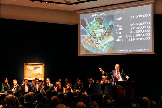 Christie's evening sales of Impressionist, Modern and Surrealist Art realised the highest total for any art auction held in London