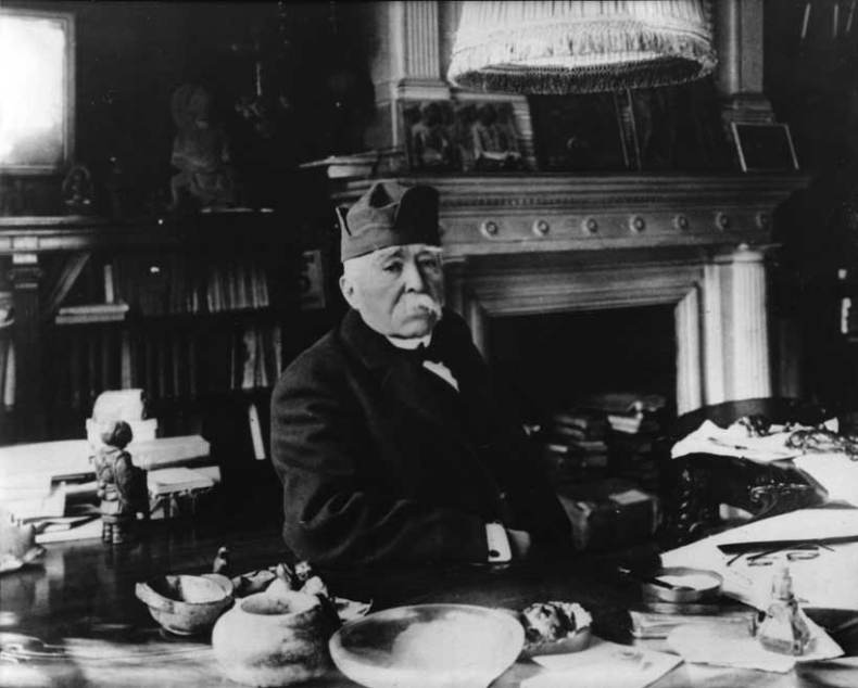 Clemenceau in his study, rue Franklin, Paris, 1925.