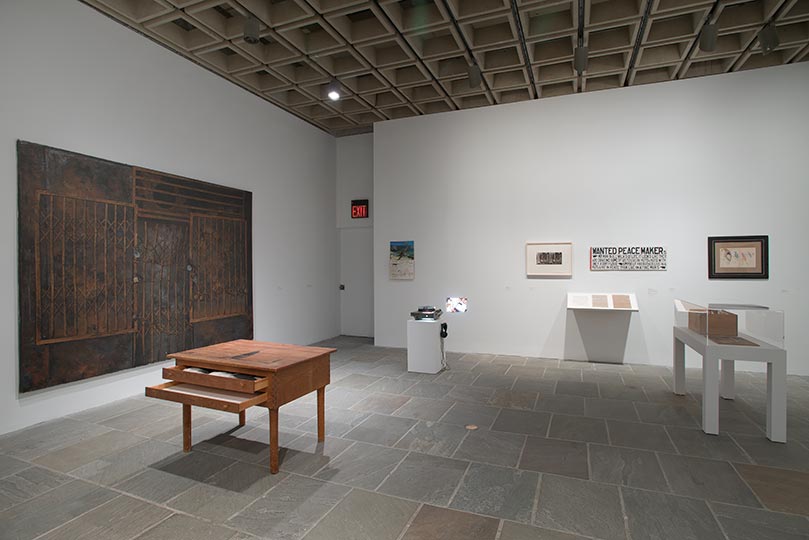 Installation view 'Afterlife: a constellation' (2014) by Julie Ault, at the Whitney Biennial 2014.