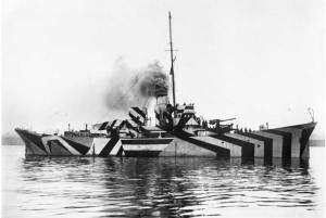 HMS Kildwick in dazzle camouflage. Two ships, the HMS President and the 'Edmund Gardner' in Liverpool, will be 'dazzled' this year as part of the cultural programme.