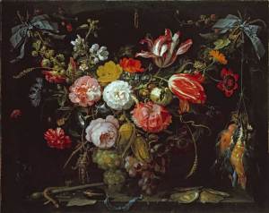 'A Swag of Flowers and Fruit representing the Four Elements' (late 1660s), Abraham Mignon. Jonny Van Haeften