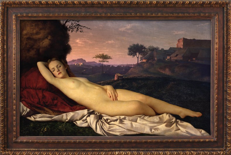 'Transforming Nude Painting' (dusk) (2013), after Giorgione 'Sleeping Venus' (c. 1510), Rob and Nick Carter.