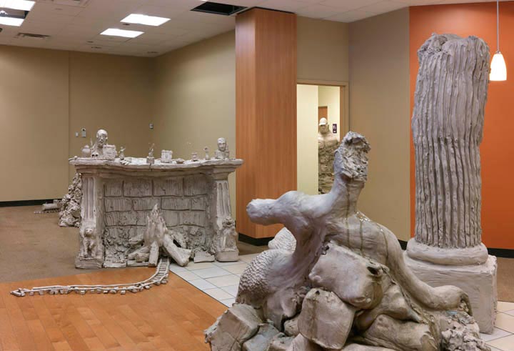 'mermaid / pig / bro w/hat (installation view, 104 Delancey Street, New York), Urs Fischer