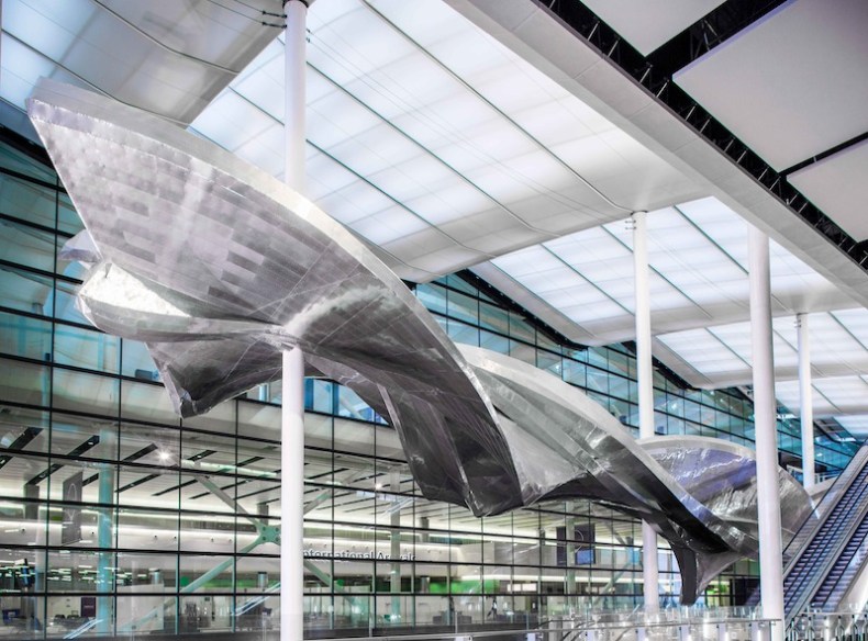 Richard Wilson's sculpture 'Slipstream', on permanent display at London's Heathrow Airport.