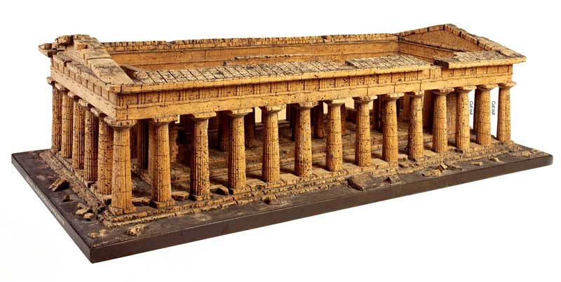 Cork model of the Temple of Zeus or Apollo, Paestum (c. 1820), attributed to Domenico Padiglione.